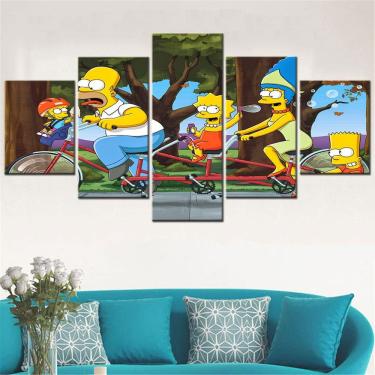 Imagem de Pôsteres de pintura de parede em tela The Simpsons Anime 5 Panels