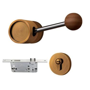 Imagem de Maçaneta de porta interior com trava - Maçaneta de privacidade silenciosa sem chave | Maçaneta com fechadura para quarto, para banheiro, quarto, esquerda, sala direita, casa, entrada interna, garagem