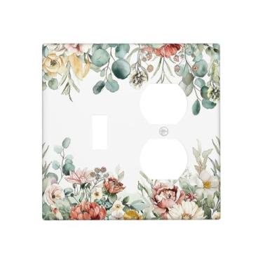 Imagem de Nadoabtm Wallplates Vintage Boho Floral Folhas Rústicas Sálvia Botânica 1 Interruptor Duplex Placa Elétrica GFCI Frontal Capas Decorativas para Interruptor de Luz para Quarto Decoração de Casa