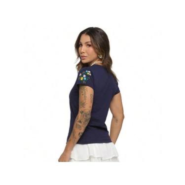 Imagem de T-shirt Bordada na Manga Camisetas Bordadas Algodão Fio 30 - Audax Bra