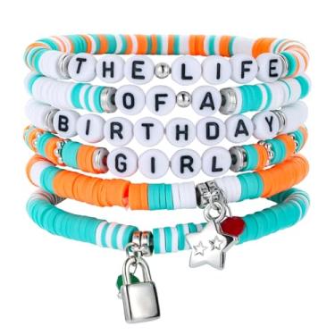 Imagem de Pulseiras de amizade inspiradas em festa de aniversário In My Showgirl para mulheres, meninas, laranja, ciano, pulseiras para fãs de música, acessórios de joias, presente para showgirl, lembrancinhas