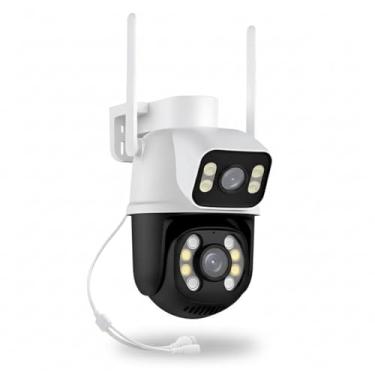 Imagem de ANJ.GG Câmera Dome Interna/Externa, Dupla Lente, 1080p, Detecção de Movimento, Segurança Residencial/Monitoramento, L1-preto com branco, Wi-Fi/Bluetooth, Visão Noturna, AC/DC, Wi-Fi, App