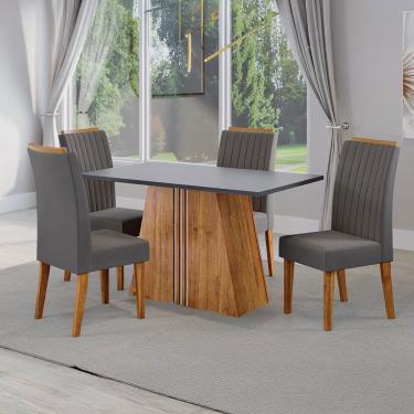 Imagem de Mesa De Jantar 04 Cadeiras Lumina Estofada Veludo Viero Grafite