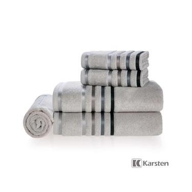 Imagem de Jogo de Toalhas de Banho Gigante com 05 Peças Fio Penteado Lumina Mineral e Cinza - Karsten
