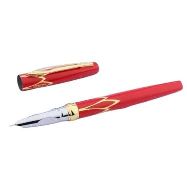 Imagem de FUKUZL Caneta-tinteiro clássica dourada e preta com acabamento em F, ponta F, presente de escritório, artigos de papelaria (vermelha)