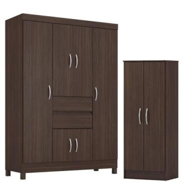 Imagem de Guarda Roupa Casal Ecom 2 com Multiuso Viena Café - Demóbile - Demobil