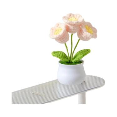 Imagem de Buquê De Crochê Lírio Do Vale Artesanal Flor Artificial Tecida Em Vaso