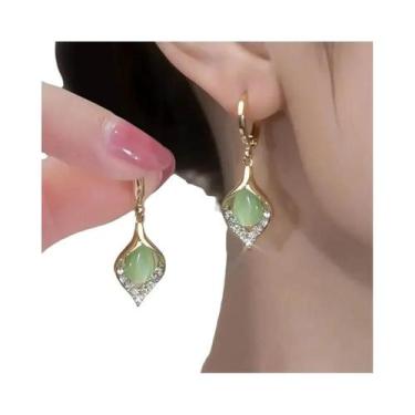 Imagem de Brincos De Franjas Com Cristais De Zircônia Em Forma De Folha De Bordo