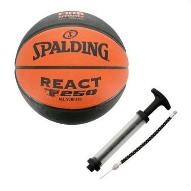 Imagem de Kit Bola de Basquete Oficial Spalding React TF-250 + Bomba-Unissex