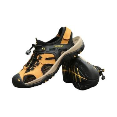 Imagem de Sandálias De Verão Masculinas Com Cabedal Em Couro, Design Vazado, Bic