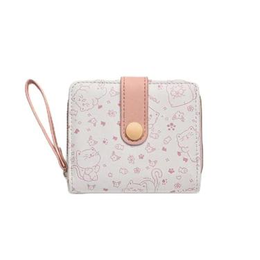 Imagem de Carteira fofa bolsa de pulso bolsa de moedas com zíper externo em torno de carteira dobrável para cartão de crédito e janela de identidade para mulheres, rosa, Small