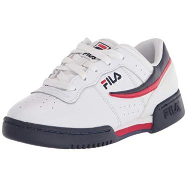 Imagem de Fila Tênis infantil unissex fitness original, Branco/Fila Azul Marinho/Fila Vermelho, 2.5 Little Kid