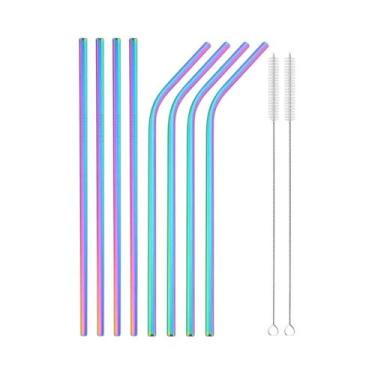 Imagem de Conjunto De Canudos De Metal Reutilizáveis Em Aço Inoxidável 304, Canu