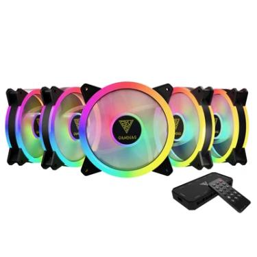 Imagem de Kit 5 Fan Gamdias Aeolus RGB, 120mm, Com Controladora - M2-1205r