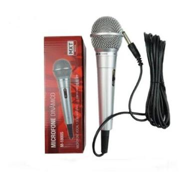 Imagem de Microfone Com Fio Mxt Dinâmico M-1800 Com Cabo 3 Metros, Prata