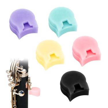 Imagem de 5 peças de almofada de silicone para descanso de polegar, protetor de silicone macio para clarinete oboé, acessórios de clarinete, protetor de polegar para a maioria dos clarinetes oboés, 5 cores