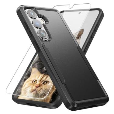 Imagem de Capa para Samsung Galaxy S26, com protetor de tela HD [teste de queda de grau militar] Capa protetora resistente à prova de choque resistente para Samsung S26, preta