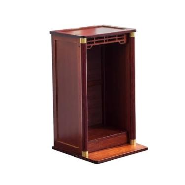 Imagem de KEG801302 Suporte de santuário novo estilo chinês bambu santuário mesa de adoração de nicho, mesa doméstica com decoração de latão plataforma buda mesa altar