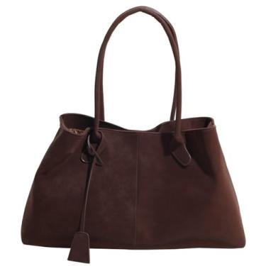 Imagem de Bolsa de ombro feminina de camurça sintética, grande, Hobo, alça de couro, bolsa leve magnética, casual, viagem, trabalho, Café, 18.1"L x 5.1"W x 9.8"H