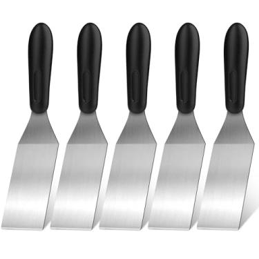 Imagem de Espátula pequena, 5 peças, espátulas de metal para uso na cozinha, mini espátula de servir de aço inoxidável para virar e cozinhar, ideal para brownies, tiramisu, biscoitos, lasanha ou panquecas, etc