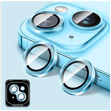 Imagem de Kucheed Protetor de lente de câmera para iPhone, protetor de tela de vidro temperado, anéis individuais de metal de alinhamento automático, acessórios de telefone HD antiarranhões