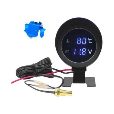 Imagem de Medidor Digital De Temperatura De Água LED 12V 24V Redondo Com Sensor 