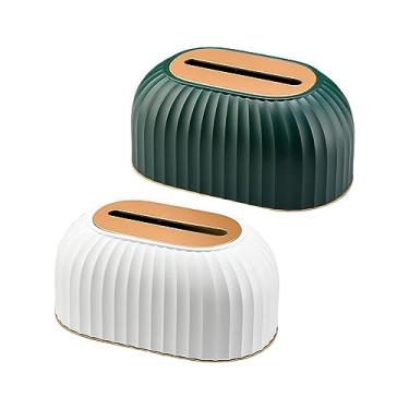 Imagem de x3anggyt5 Capa de caixa de lenços 1 peça de armazenamento de lenços de luxo caixa de guardanapo para escritório casa suporte de caixa de lenços de papel (verde)