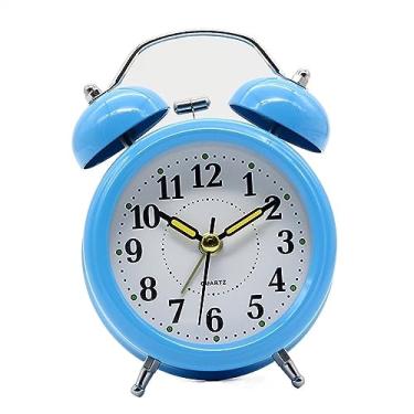 Imagem de x3anggyt5 Despertador para quarto, despertador alto com luz de fundo, operado por bateria, silencioso, sem tique-taque, para pessoas que dormem pesados, relógios de mesa decorativos extra retrô com