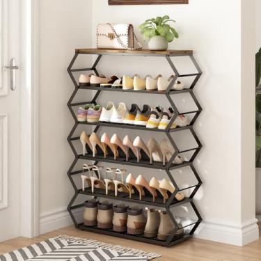 Imagem de Sapateira Organizadora Hall de Entrada Plegável, Sapateira 6 Andares Vertical Compacta, Ideal para Tênis, Sapatos e Chinelos,Design Prático e Moderno para Quarto, Entrada ou Lavanderia