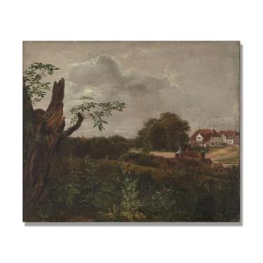 Imagem de NHLDZYH J.C. Dahl Reprodução de arte famosa, arte em tela de paisagem romântica nórdica, decoração de parede elegante para sala de estar e escritório. (The Big Inn). 30 x 36 cm-11,8 x 14,2 pol