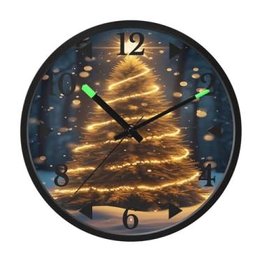 Imagem de STAYTOP Relógio de parede de LED dourado brilhante para quarto com brilho noturno, relógios de parede com iluminação silenciosa de 30 cm para decoração de sala de estar, controle de som, relógio de