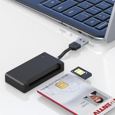 Imagem de Adaptador de cartão SIM e leitor CAC militar 2 em 1 para cartão SIM/CAC/IC/PIV/ID/ATR/Contact Chip, leitor de cartão CAC militar, leitor de cartão inteligente DOD militar USB de acesso comum CAC para