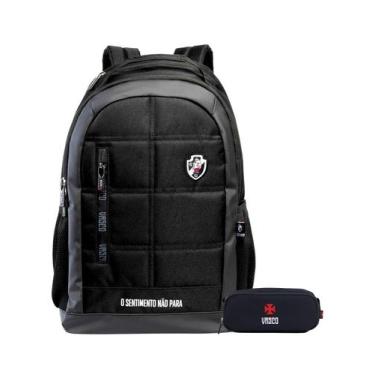 Imagem de Kit Vasco Futebol Mochila Esportiva Costas + Estojo Duplo