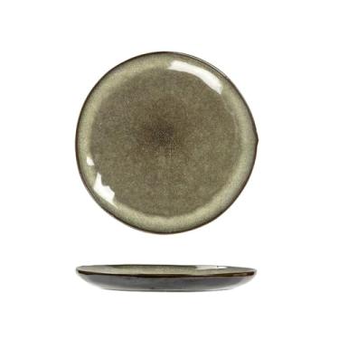 Imagem de Prato redondo retrô esmaltado de forno de cerâmica utensílios de mesa personalizados requintados - cinza claro 27 cm