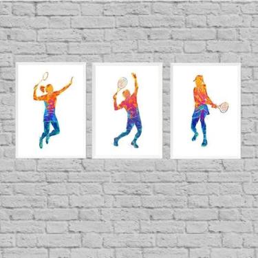 Imagem de Kit 3 Quadros Esporte Tênis 33X24Cm