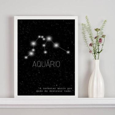 Imagem de Quadro Decorativo Aquário 45x34cm - Vidro e Moldura Branca
