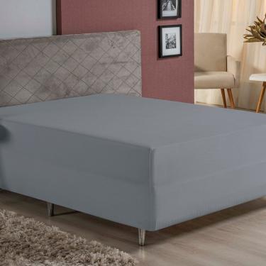 Imagem de Lençol Com Elástico Queen Nobre 1 Peça Luva De Box 55cm De Altura Malha 100% Algodão - Cinza