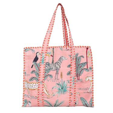 Imagem de Bolsa feminina acolchoada de algodão | Bolsa de ombro leve com bolso interno, Pitch, Large, Sacola com estampa acolchoada