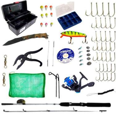 Imagem de Caixa De Pesca Kit Completo Vara Molinete Vários Acessórios