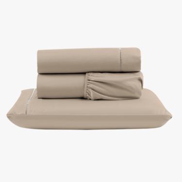 Imagem de Jogo de Lençol Peletizado 400 Fios Solteiro 3 Peças Casa - Hotel - Pousada Barato - Avelã