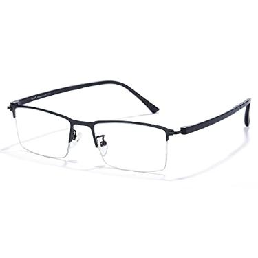 Imagem de Cyxus Óculos De Grau Masculino Com Armação Semi-Aro E Lentes Cristal, Sem Aro, Bloqueio Uv, Para Jogos, Preto 8003