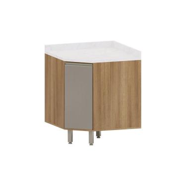 Imagem de Balcão De Canto Diagonal Com Tampo 1 Porta Diana Luciane Móv Avelã/fumê