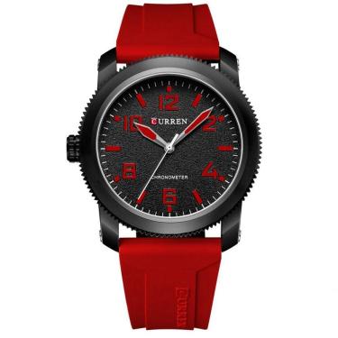 Imagem de Relógio De Pulso De Quartzo Masculino Com Pulseira De Silicone Impermeavel 3atm Vermelho