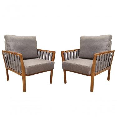 Imagem de Kit 2 Poltronas Luxo Califórnia Cinza Linho 1005