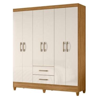 Imagem de Guarda Roupa Casal Panama 6P 153 cm Naturale Branco Moval, Freijo Off 