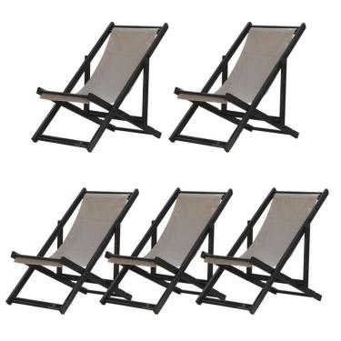 Imagem de Kit 5 Espreguiçadeiras Dobrável Black Sb-bege