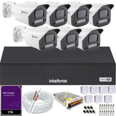 Imagem de Kit 7 Câmeras Full Color C/Áudio Dvr Intelbras 8ch 1TB Purple