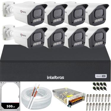 Imagem de Kit 8 Câmeras Full Color C/Áudio Dvr Intelbras 8ch 500GB
