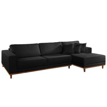 Imagem de Sofá Cronos 03 Metros Chaise Lado Direito Meu Sofá Online B260 Veludo Preto