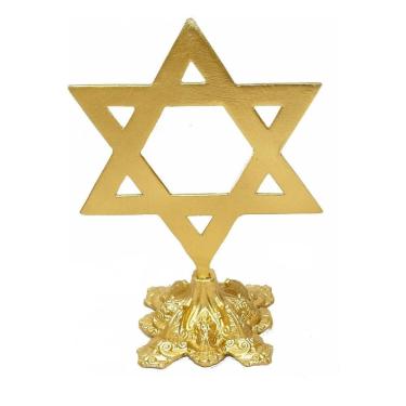 Imagem de Candelabro Menora Estrela De Davi Em Alumínio Dourado 25Cm